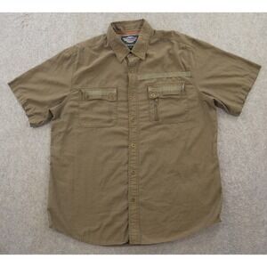 Harley Davidson Shirt Mens Extra Large Brown Button Up Short Sleeve Logo Pockets